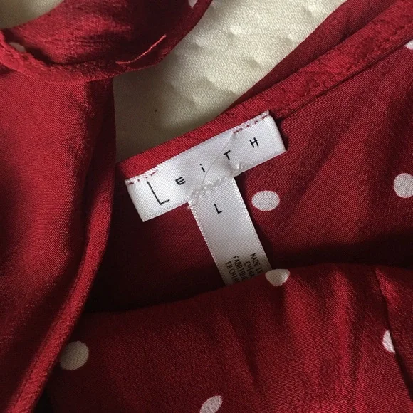 NWOT Leith red ruffle polka dot tie crop top Italian riviera retro vintage - Picture 5 of 12